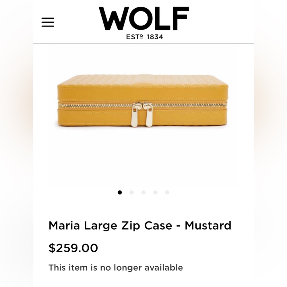 WOLF - Maria Large Zip Jewelry Case - Yellow/Mustard Leather